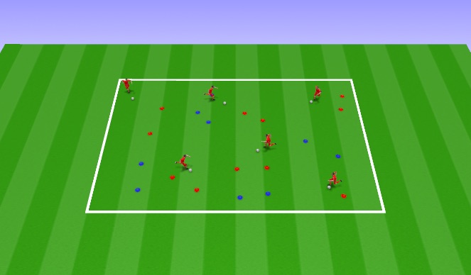 Football/Soccer Session Plan Drill (Colour): Dribbling Grid