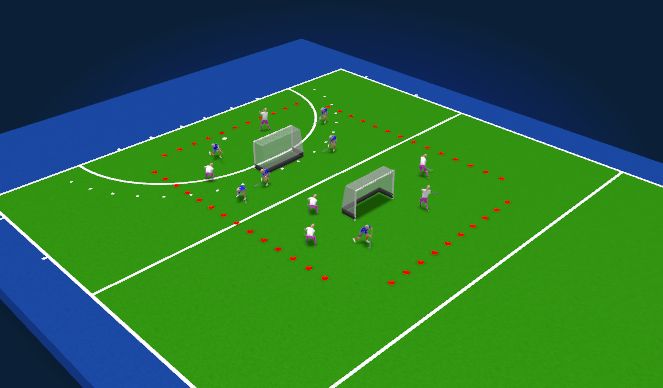 Hockey Session Plan Drill (Colour): 6 tegen 6