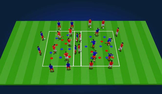 Football/Soccer Session Plan Drill (Colour): Ball mastery, in a square 10 mins.