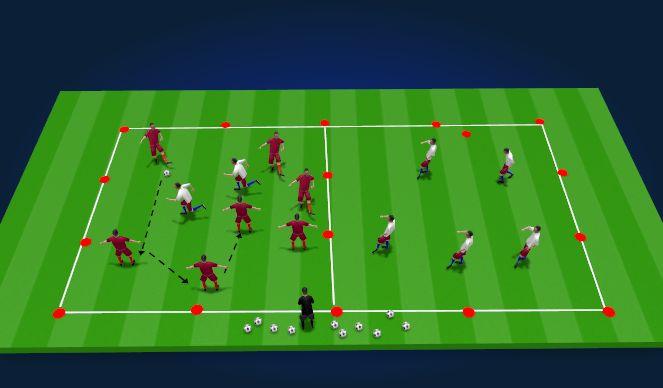 Football/Soccer Session Plan Drill (Colour): Youth Possession Play - ST - Possession Under Presssure