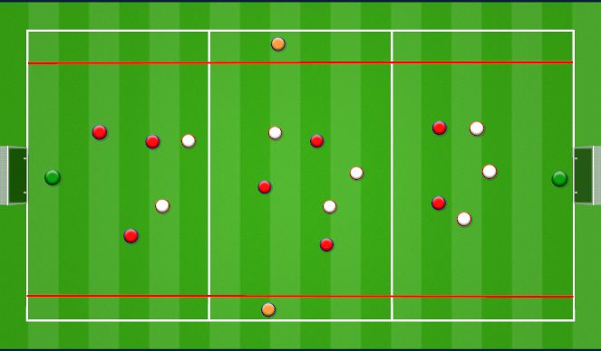 Fútbol Ejercicio del Plan de Sesiones (Color): Build up with width through 3 zones