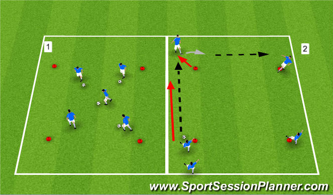 Football/Soccer Session Plan Drill (Colour): Technical Warm-Up.