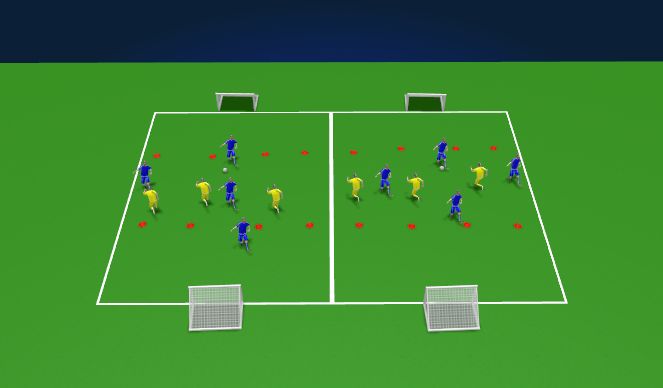 Football/Soccer Session Plan Drill (Colour): 4v3 - mid block and high press