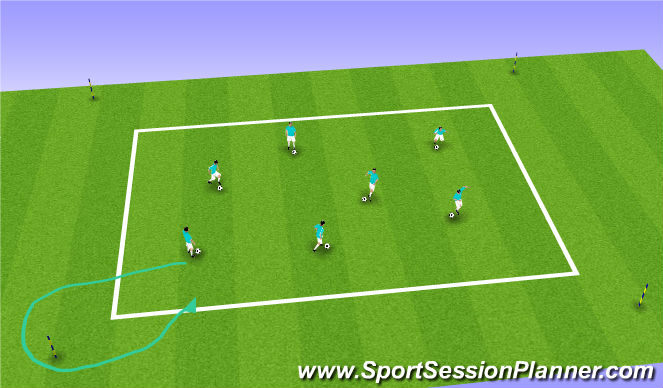 Football/Soccer Session Plan Drill (Colour): Team Reaction Dribble