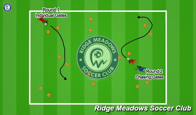 Football/Soccer Session Plan Drill (Colour): Dribbling Gates