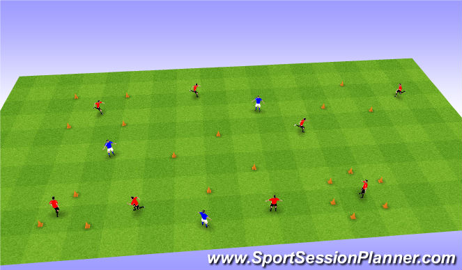 Football/Soccer Session Plan Drill (Colour): Safe Zones - Tag Game