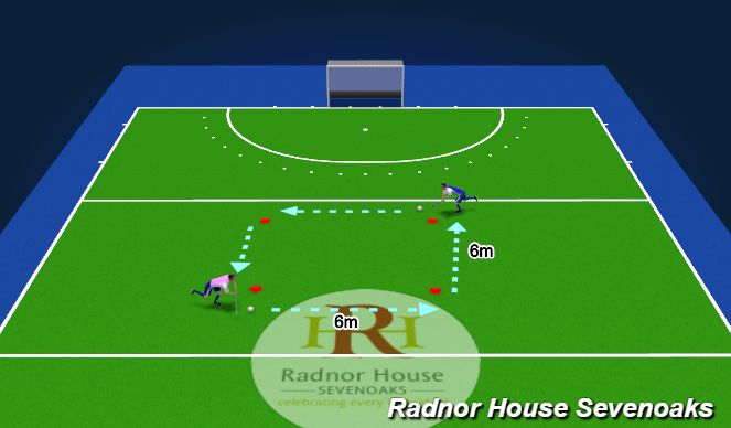 Hockey Session Plan Drill (Colour): Decathlon - Twice around the square
