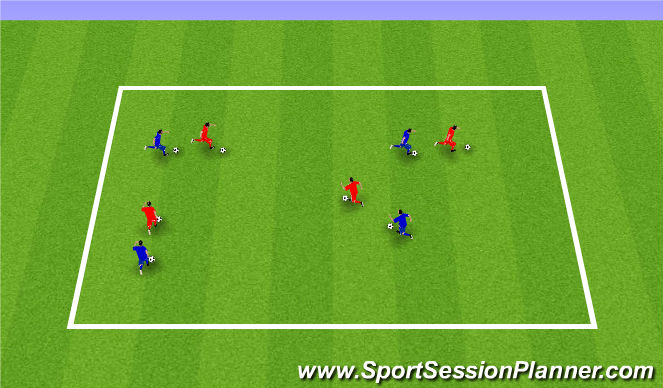 Football/Soccer Session Plan Drill (Colour): Shadow dribbling
