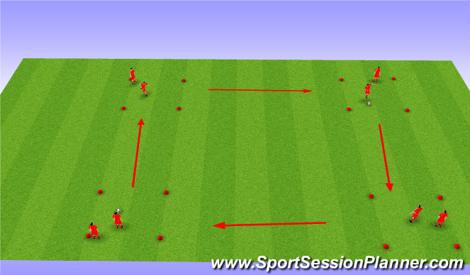 Football/Soccer Session Plan Drill (Colour): Dribbling squares