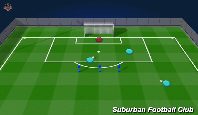 Football/Soccer Session Plan Drill (Colour): 1v1 Activity - Long 1v1 w/angled mid 1v1