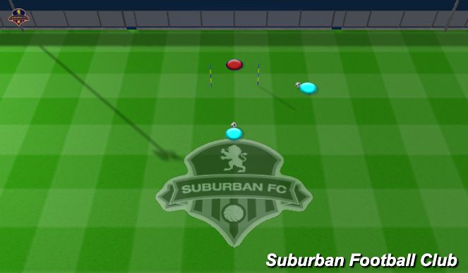 Football/Soccer Session Plan Drill (Colour): 1v1 Activity - Block/Spread w/ Angled Service