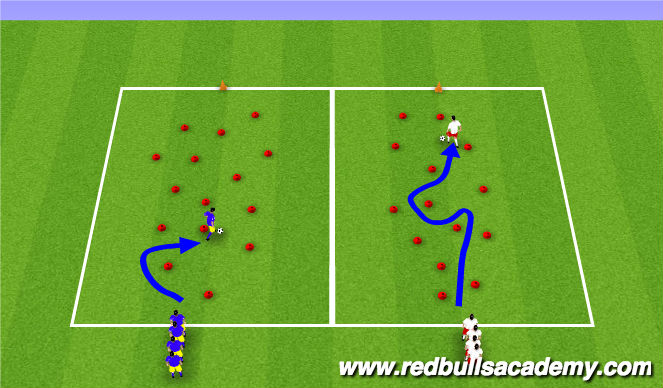 Football/Soccer Session Plan Drill (Colour): Dribbling
