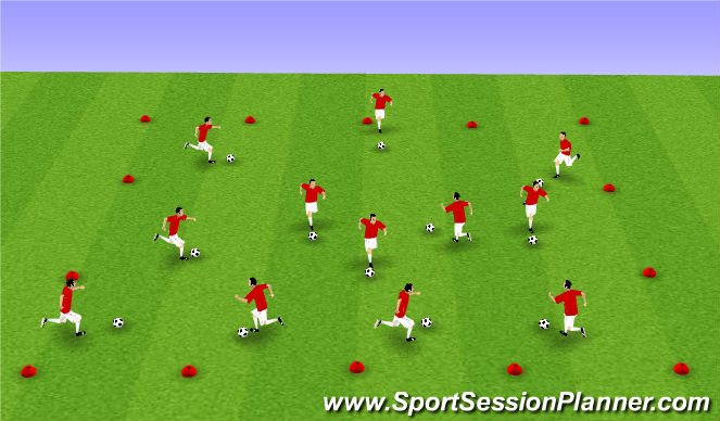 Football/Soccer Session Plan Drill (Colour): Warm-Up: Dribbling Foundation