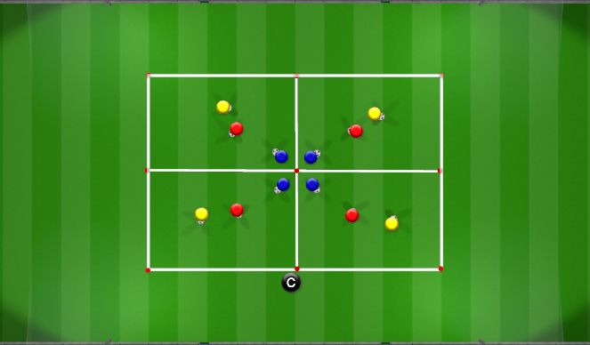 Football/Soccer Session Plan Drill (Colour): Warm Up - Skills Grid 