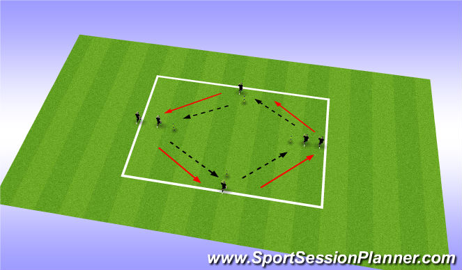Football/Soccer Session Plan Drill (Colour): passing pattern diamond