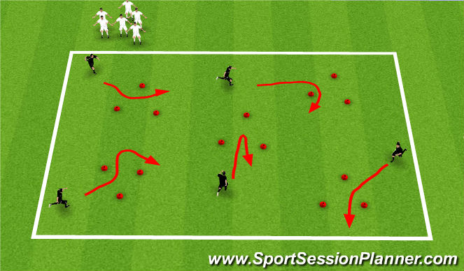 Football/Soccer Session Plan Drill (Colour): Station 4 - Dribbling/Turns