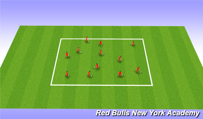 Football/Soccer Session Plan Drill (Colour): Warm up and ball mastery