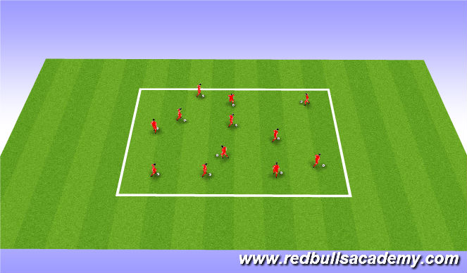 Football/Soccer Session Plan Drill (Colour): Warm up and ball mastery