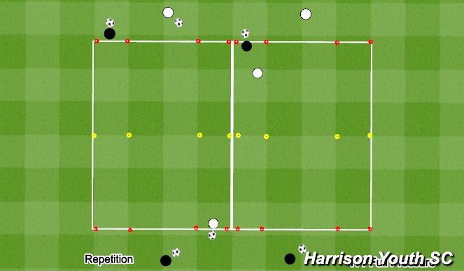 Football/Soccer Session Plan Drill (Colour): Change of direction 1v1 full pressure