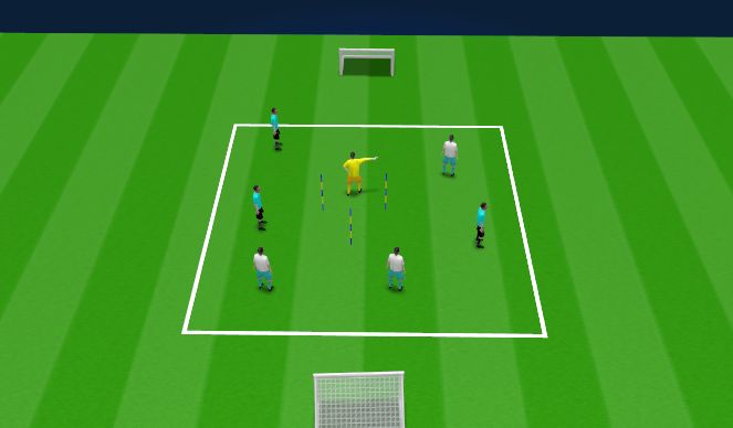 Football/Soccer Session Plan Drill (Colour): Central Triangle Goal Scrimmage