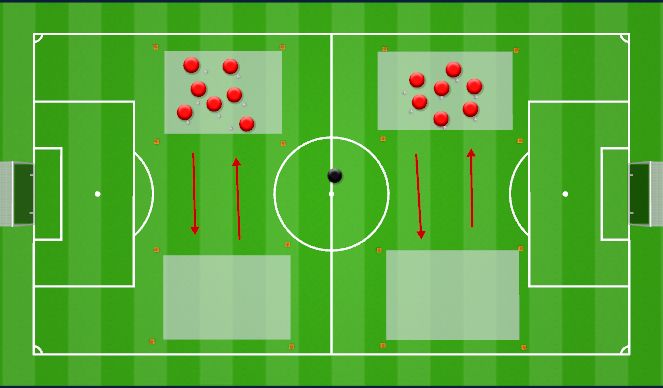 Football/Soccer Session Plan Drill (Colour): Ball Handling: Dribble between Squares